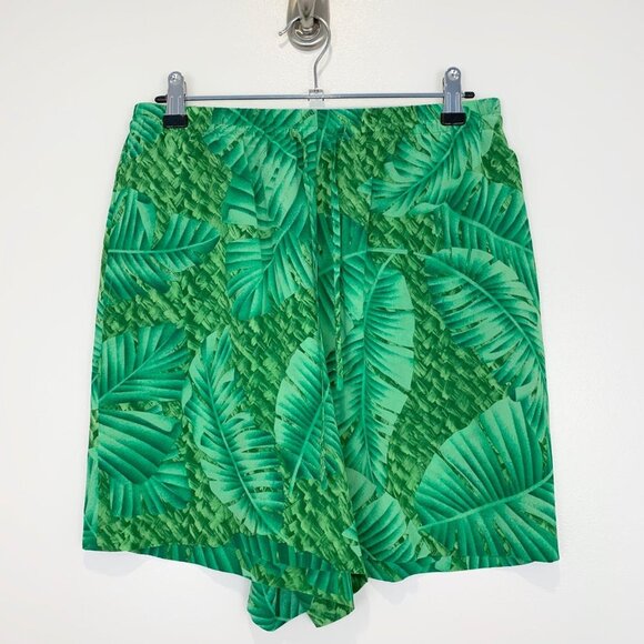 Escada Margaretha Ley silk tropical leaf shorts po